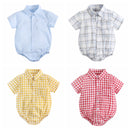 Plaid Cotton Baby Boys Short Sleeve Summer Bodysuit childrensterritory