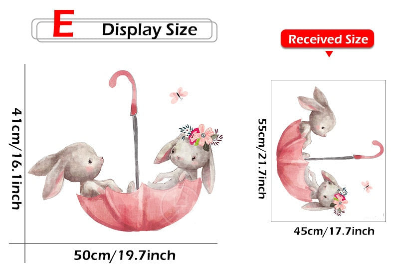 Bunny in Love Pink Wall Decals for Baby Girls Room childrensterritory