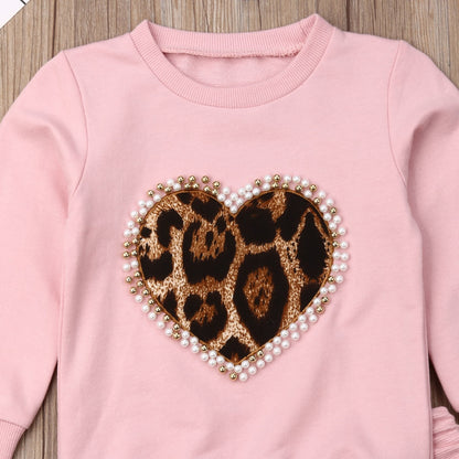 Long Sleeve Leopard Print Tracksuit Sets for Kids Girls childrensterritory