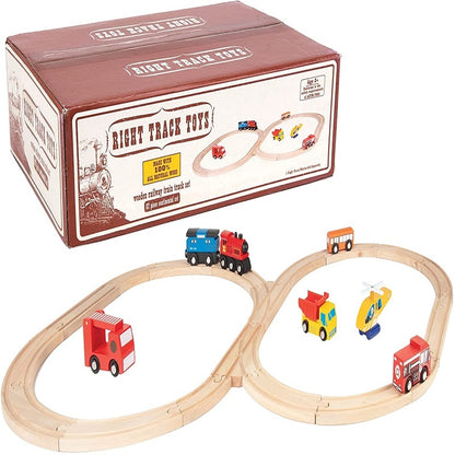 Wood Train Track Railway Toy Set for Kids childrensterritory