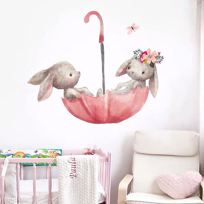 Bunny in Love Pink Wall Decals for Baby Girls Room childrensterritory