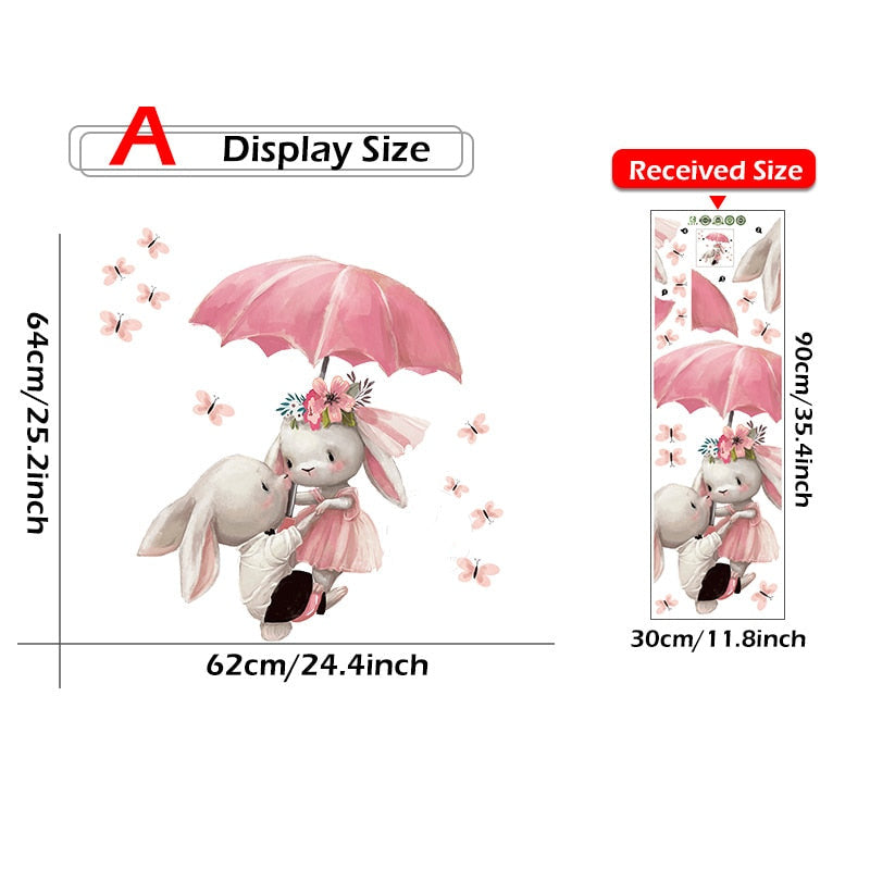 Bunny in Love Pink Wall Decals for Baby Girls Room childrensterritory