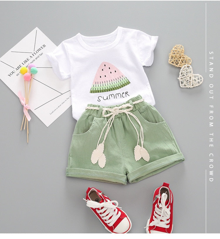 Toddler Girls 2pcs Printed Cotton Outfit Set childrensterritory