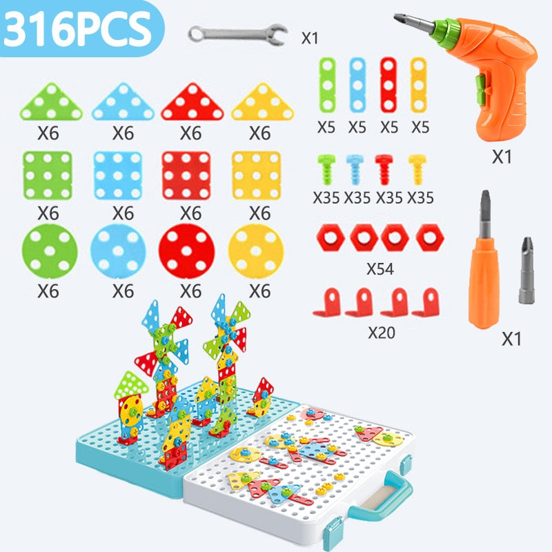 Kids 3D Puzzle Toys | Drill Screw Nut Pretend Play Tool Set childrensterritory