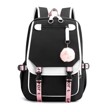 Kids/Teen Canvas School Bag/Backpack With USB Port childrensterritory