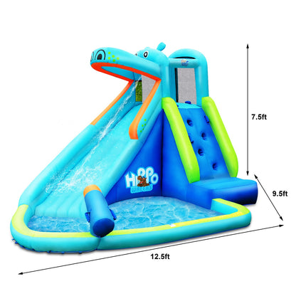 Kids Inflatable Hippo Bounce Slide &amp; Pool w/ Bag childrensterritory