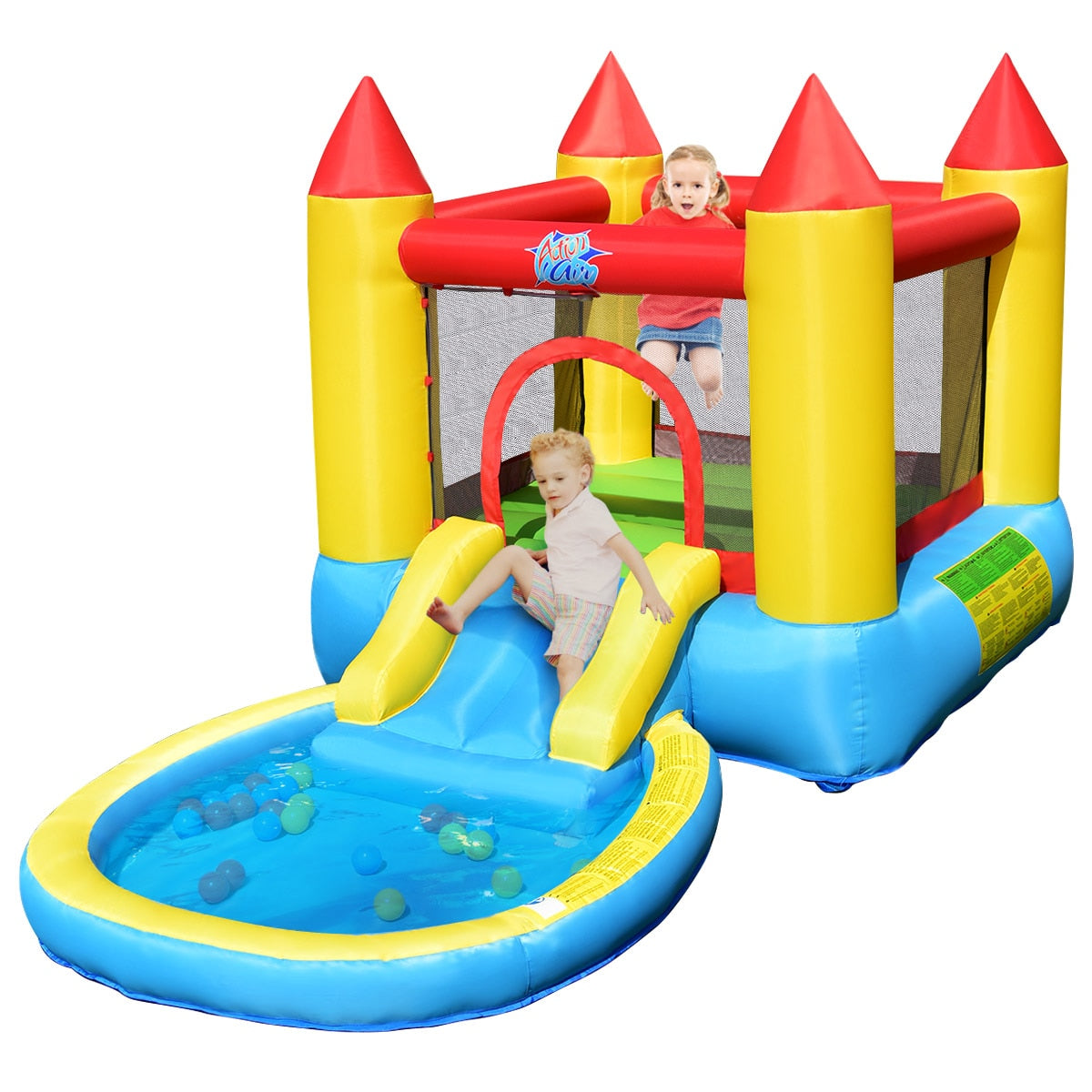 Kids Inflatable Slide Bounce Castle w/ Balls Pool &amp; Bag childrensterritory