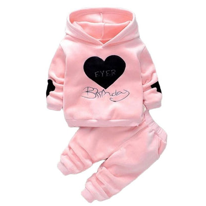 Baby Girls Letter Print Hooded Tracksuit Set childrensterritory