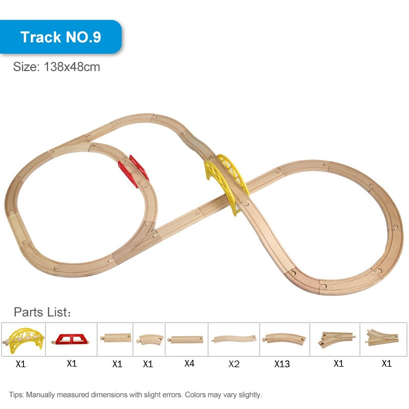 Wood Train Track Railway Toy Set for Kids childrensterritory