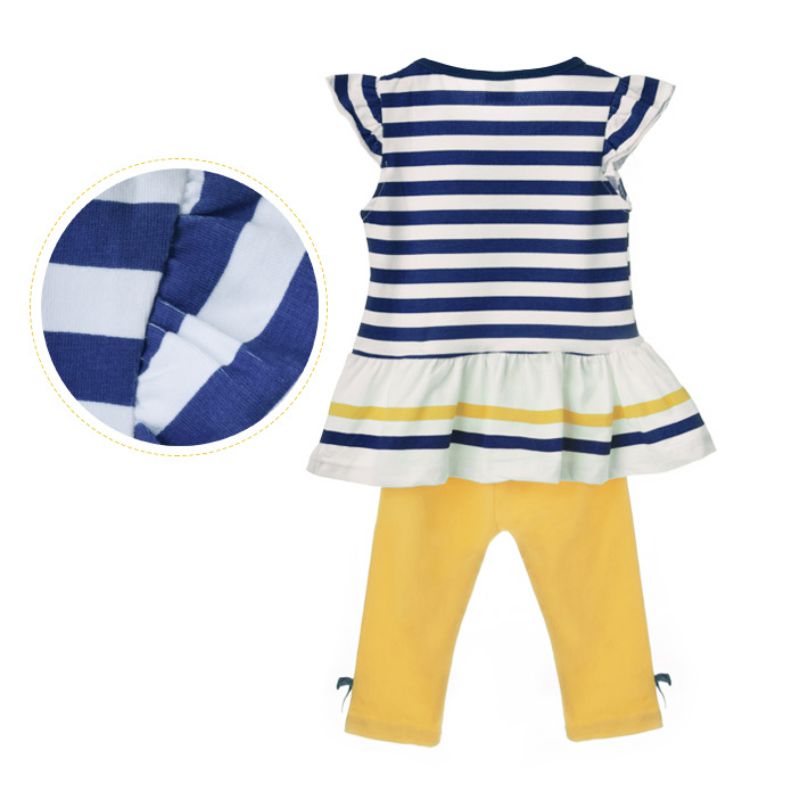 Kids Girls Striped Top and Solid Color Pants Sets for Summer childrensterritory