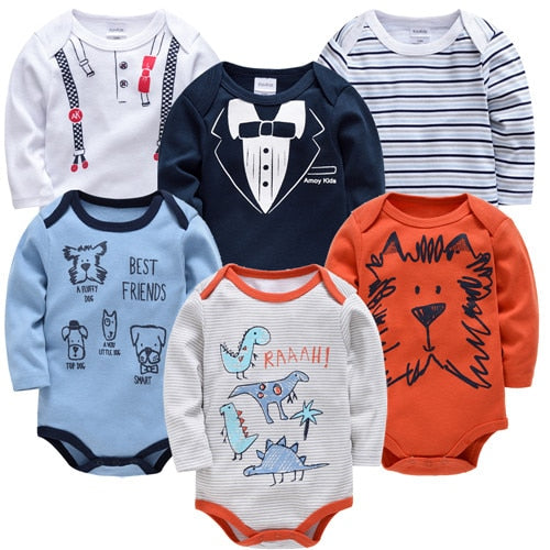 Baby Boys/Girls Cartoon Printed Soft Bodysuits childrensterritory