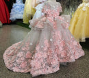 3D Floral Appliques Tulle Pageant Gowns for Kids Girls childrensterritory