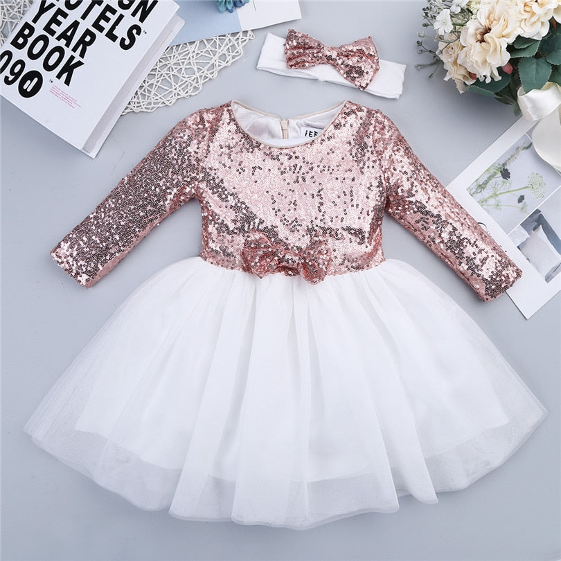 Flower Sequins Formal Dresses for Kids Girls Birthday/Baptism childrensterritory