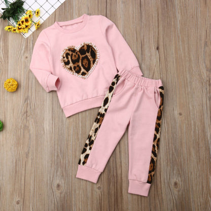 Long Sleeve Leopard Print Tracksuit Sets for Kids Girls childrensterritory