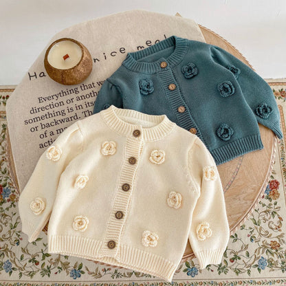 Handmade Flower Design Baby Cardigan/Knitwear childrensterritory