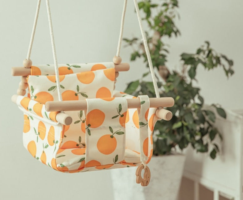 Cartoon Canvas Baby Wood Hanging Chair Outdoor Toy childrensterritory