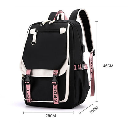 Kids/Teen Canvas School Bag/Backpack With USB Port childrensterritory