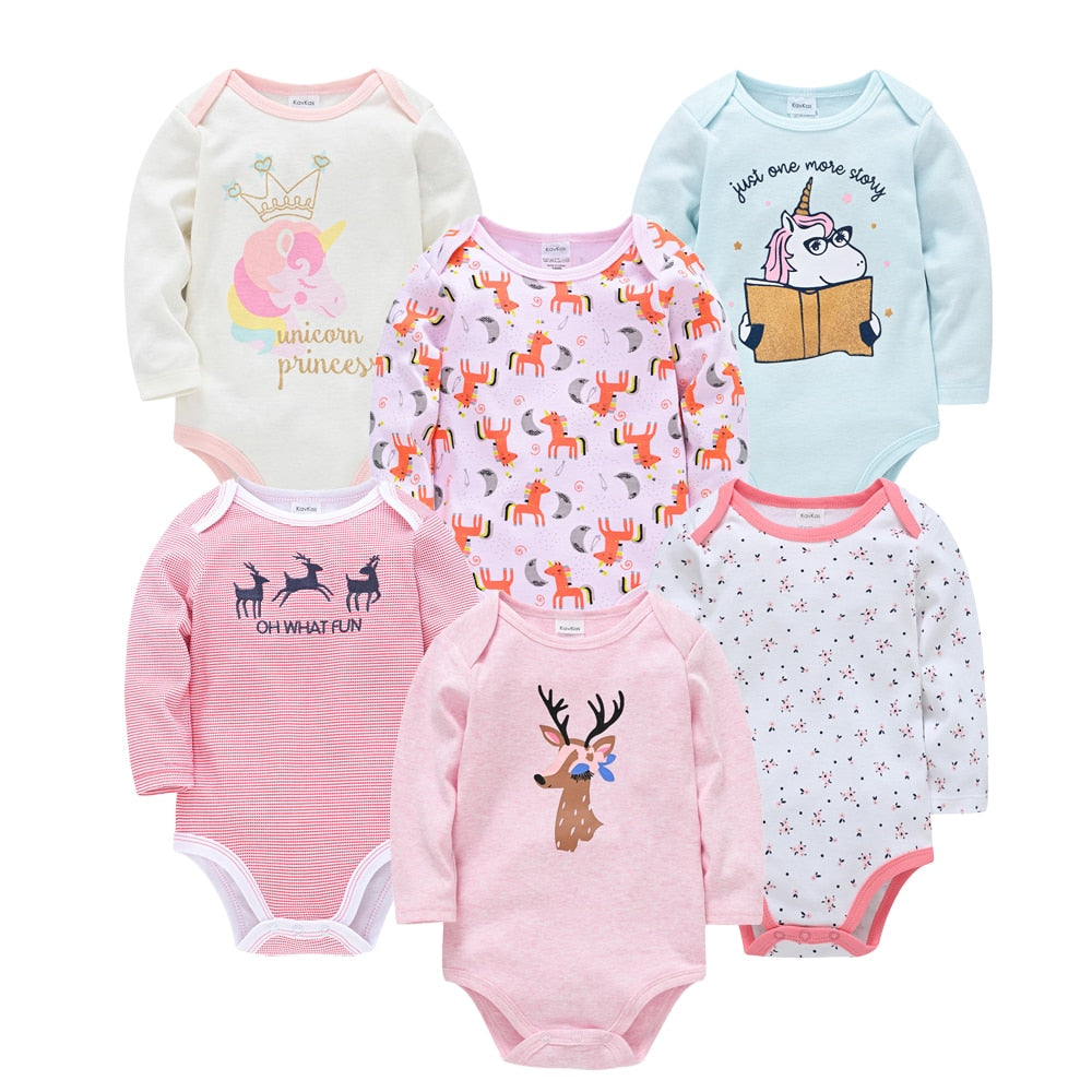 Baby Boys/Girls Cartoon Printed Soft Bodysuits childrensterritory