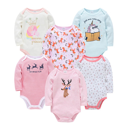 Baby Boys/Girls Cartoon Printed Soft Bodysuits childrensterritory