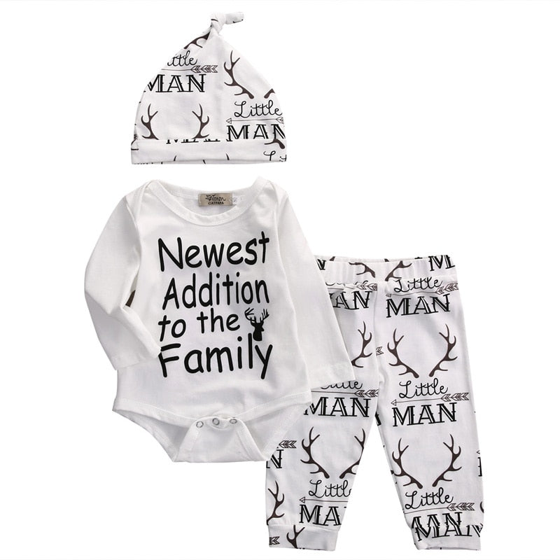 Newborn Baby Boy Letter Print 3 Piece Clothes Set childrensterritory