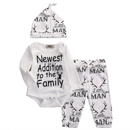 Newborn Baby Boy Letter Print 3 Piece Clothes Set childrensterritory