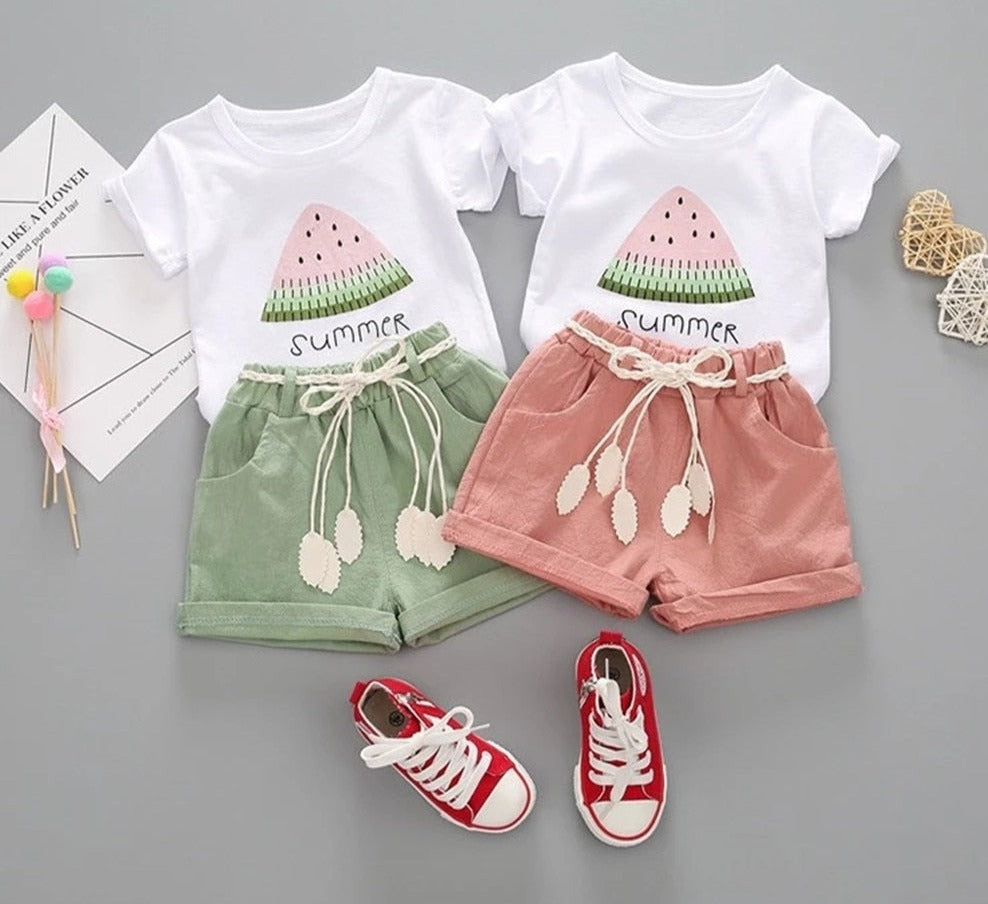Toddler Girls 2pcs Printed Cotton Outfit Set childrensterritory