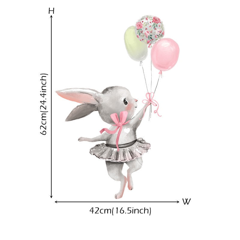 Bunny in Love Pink Wall Decals for Baby Girls Room childrensterritory