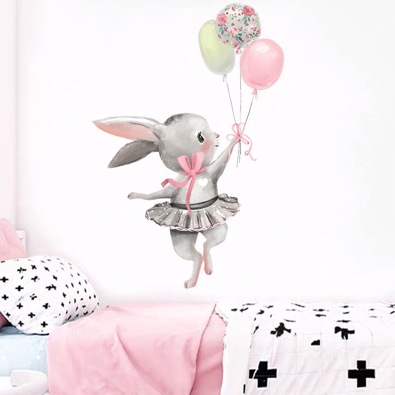 Bunny in Love Pink Wall Decals for Baby Girls Room childrensterritory