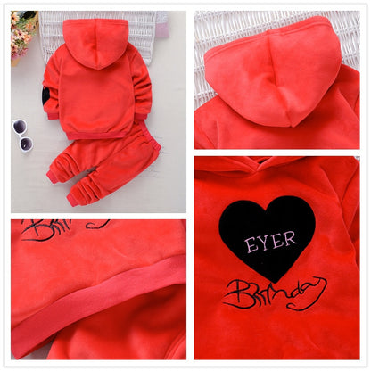 Baby Girls Letter Print Hooded Tracksuit Set childrensterritory