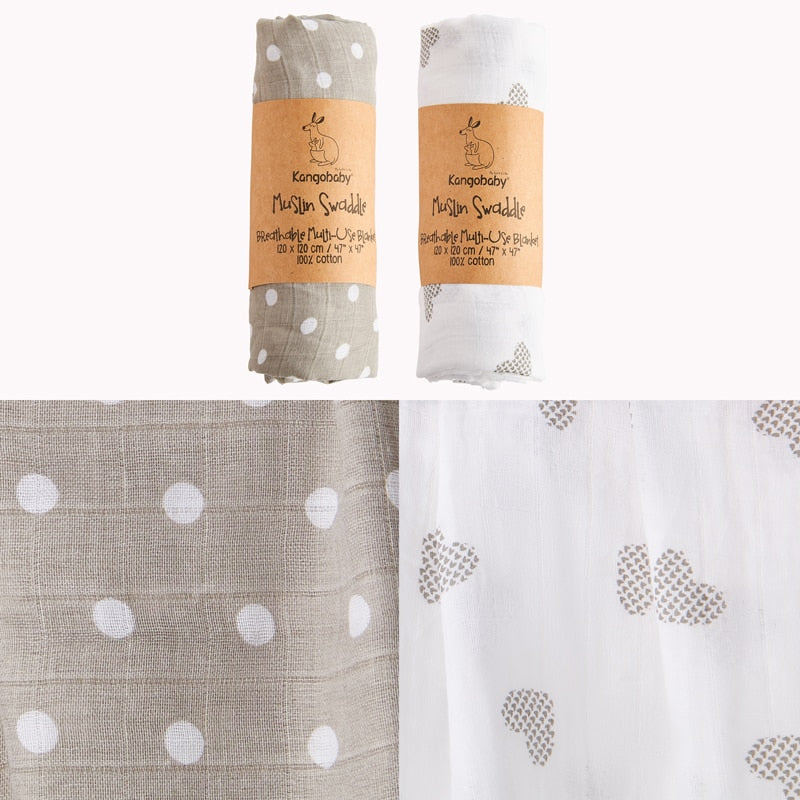 2 Pieces Pack Muslin Cotton Baby Swaddles/Blankets childrensterritory