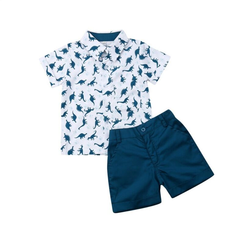 Dinosaur Print 2pcs Kid Boy Casual Summer Clothes Set childrensterritory