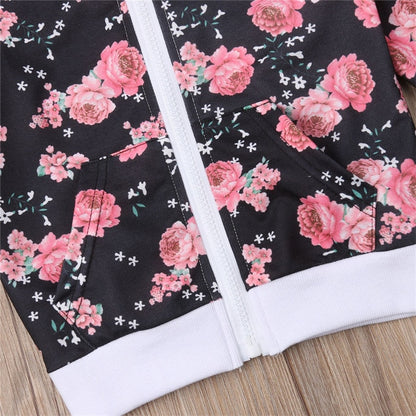 Kids Girls Floral Print Sweatshirt &amp; Pants Set | Tracksuit childrensterritory