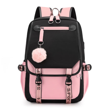 Kids/Teen Canvas School Bag/Backpack With USB Port childrensterritory