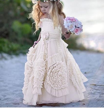 Lace Applique Pageant Flower Girls Dresses For Kids childrensterritory
