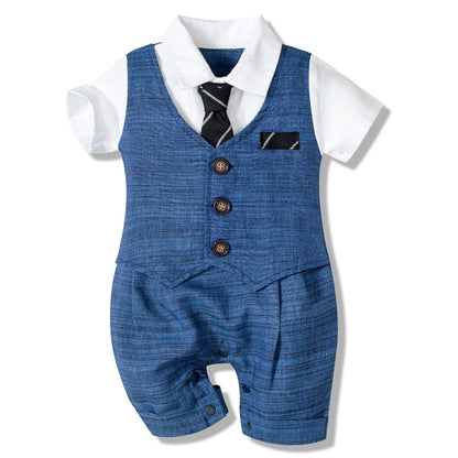 Baby Boy One-Piece Formal Gentleman Outfit Button Jumpsuit childrensterritory