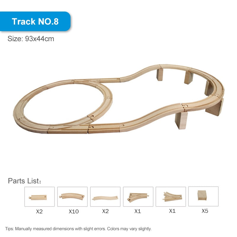 Wood Train Track Railway Toy Set for Kids childrensterritory