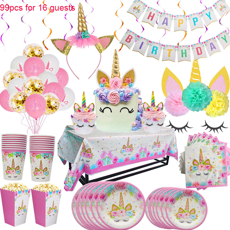 Kids Unicorn Theme Birthday Party Decorations Set childrensterritory
