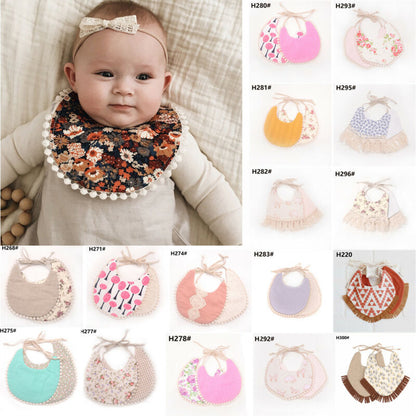Baby Tassel Double-deck Bib | Cotton Linen Burp Cloths childrensterritory