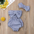 Sleeveless Striped Baby Girl Bodysuits with Headband childrensterritory