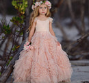 Lace Applique Pageant Flower Girls Dresses For Kids childrensterritory
