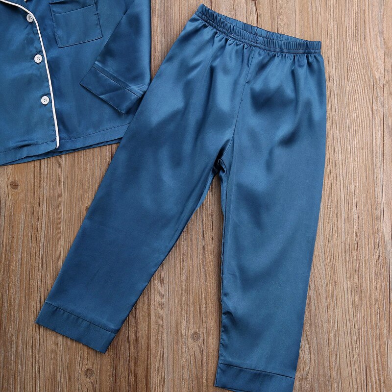 Kids Boy Girl Long Sleeve Silk Sleepwear/Pajamas childrensterritory
