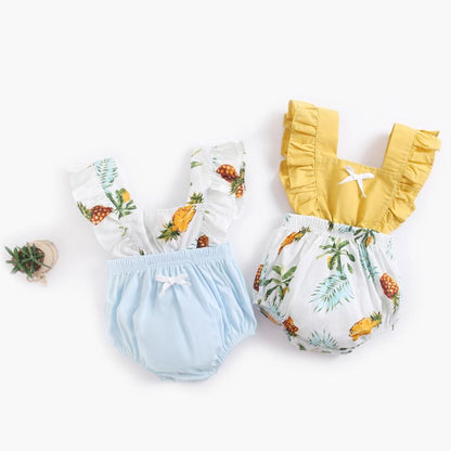 Floral Print Baby Girl Sleeveless Cotton Bodysuits childrensterritory