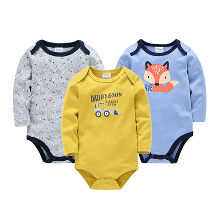Baby Boys/Girls Cartoon Printed Soft Bodysuits childrensterritory