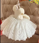 Tutu Pearls Flower Girl Dress for Baby/Kids Baptism childrensterritory