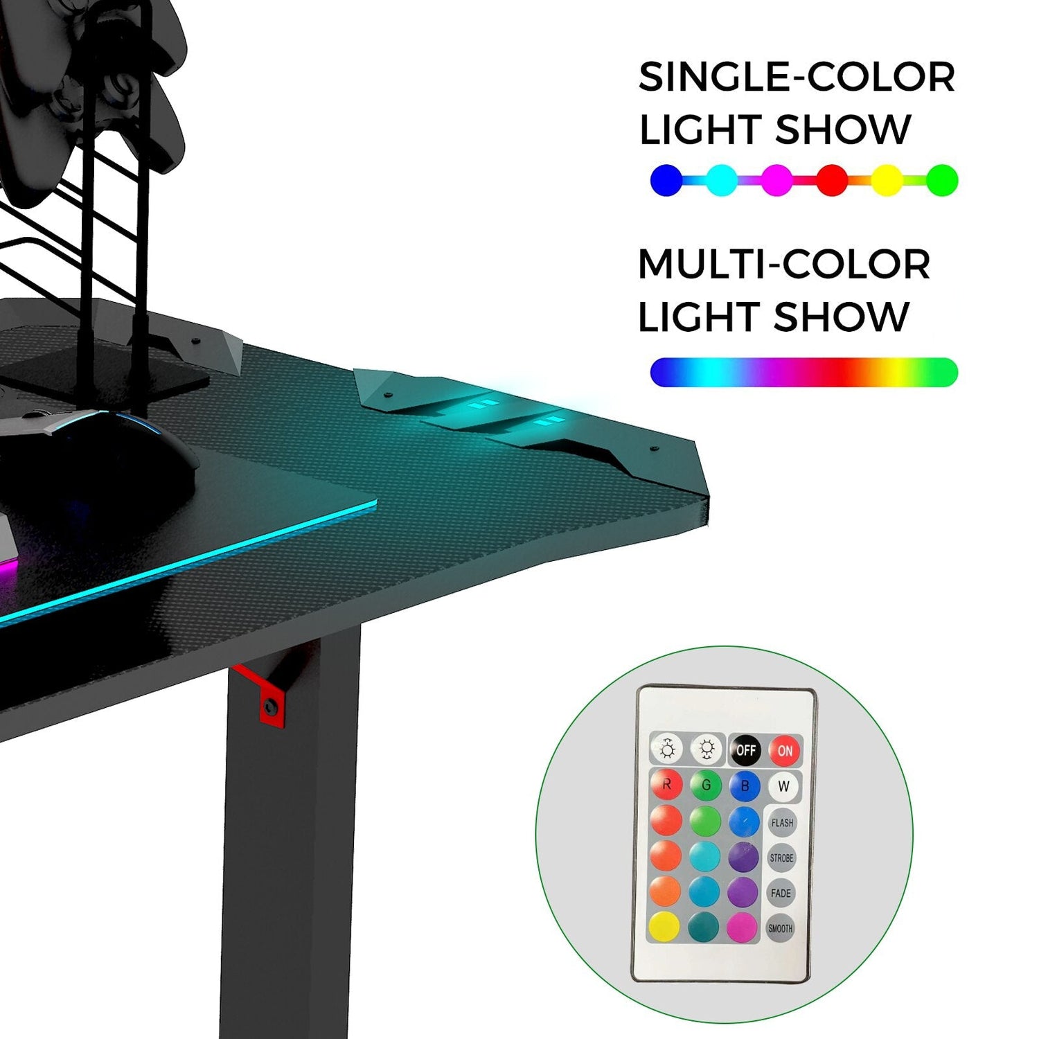 High Quality T Shape Black MDF LED Gaming Desk childrensterritory