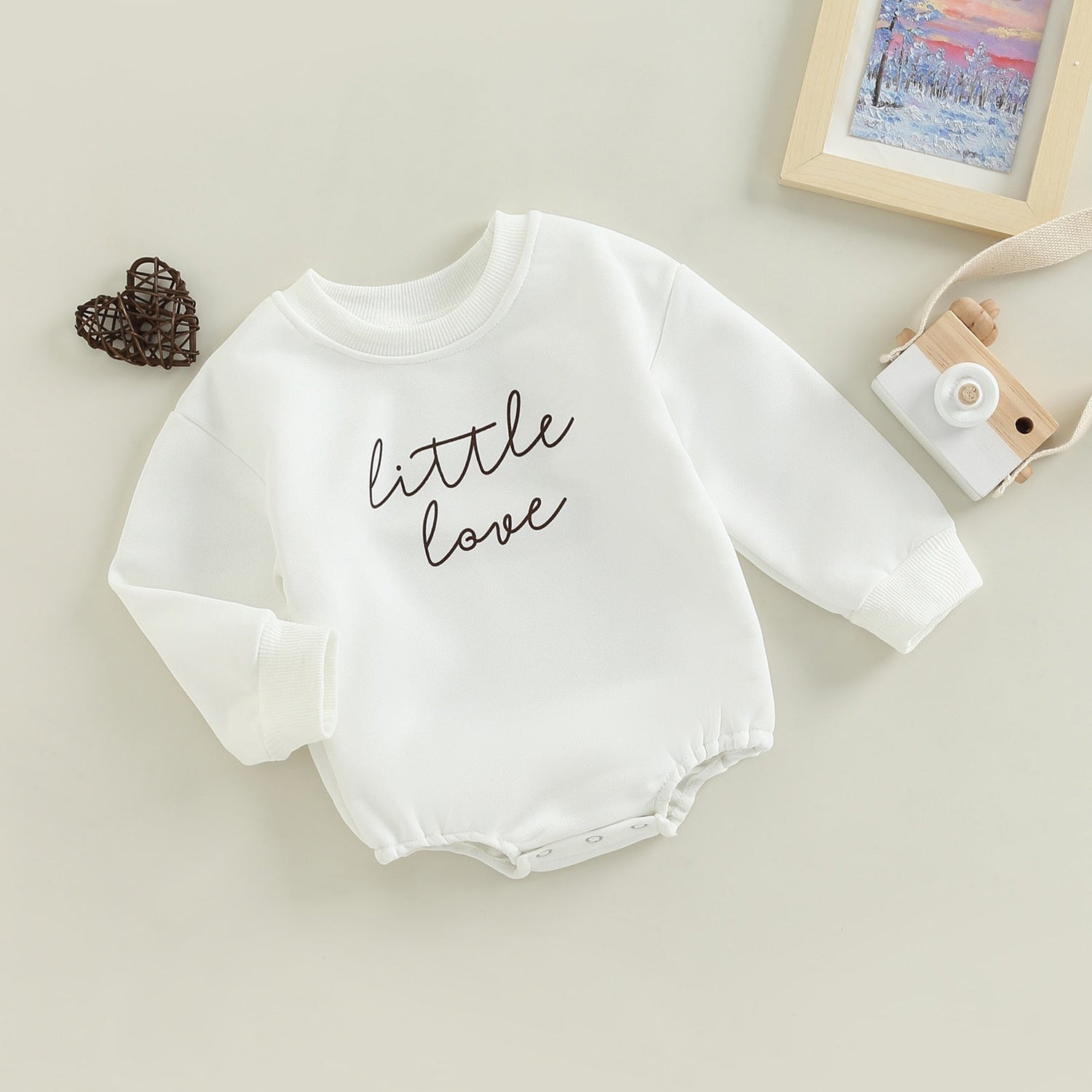 Infant Girl Boy Long Sleeve Letter Printed Bodysuit childrensterritory