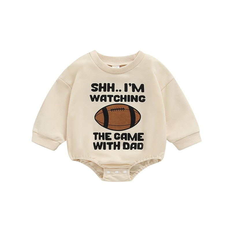 Infant Girls Boys Rugby Letters Print Rompers childrensterritory