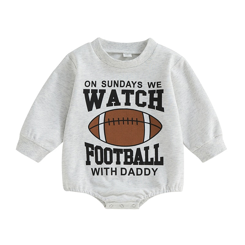 Infant Girls Boys Rugby Letters Print Rompers childrensterritory