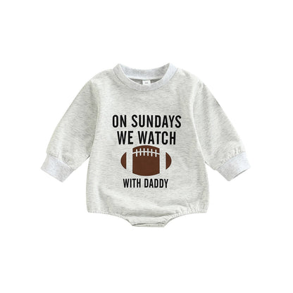 Infant Girls Boys Rugby Letters Print Rompers childrensterritory
