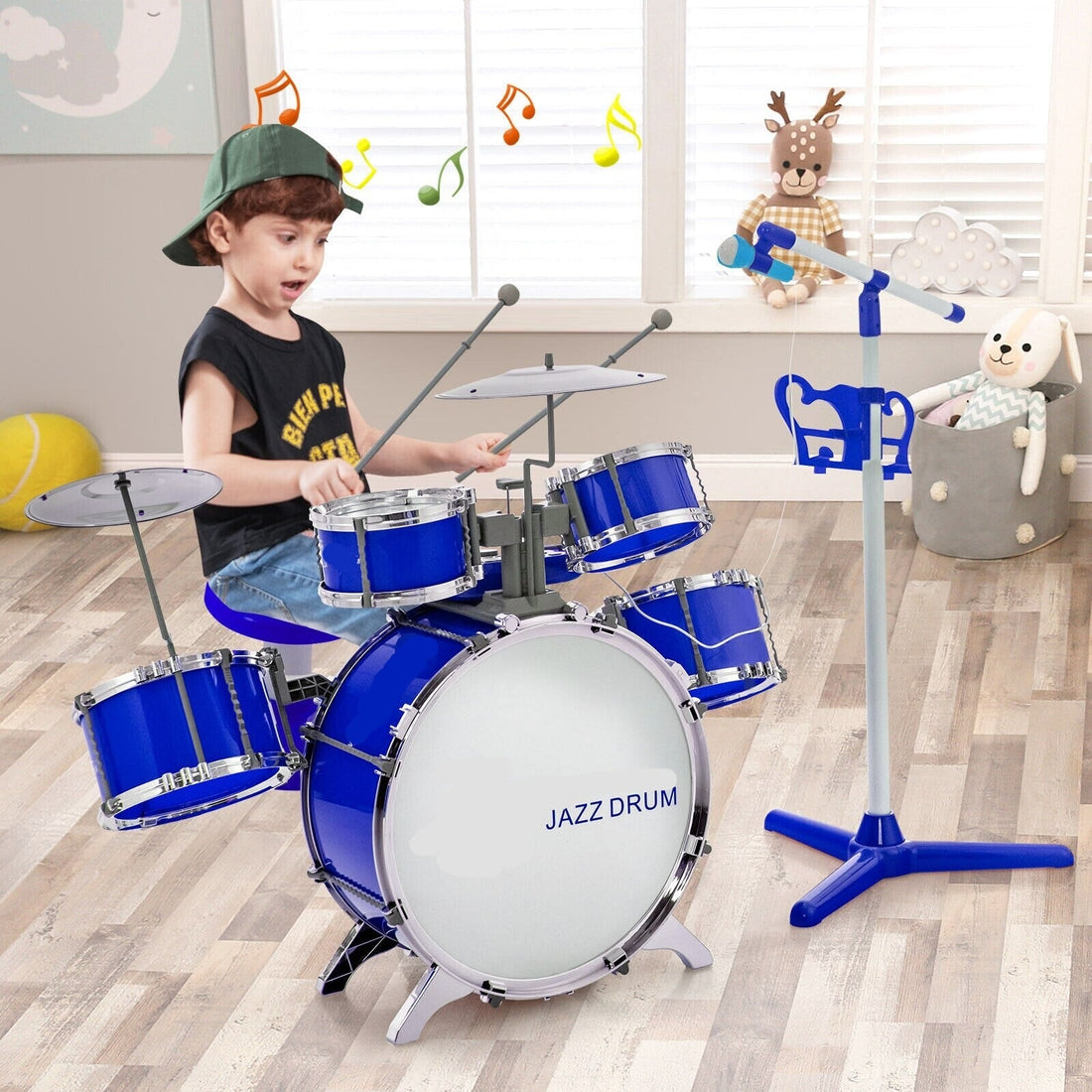 Jazz Drum Set for Toddler/Kids w/Keyboard/Cymbal/Microphone childrensterritory
